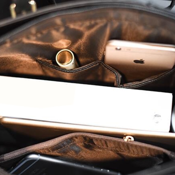 Pink, White, Black, and Brown Color Block Tote Bag - Picture 4 of 5